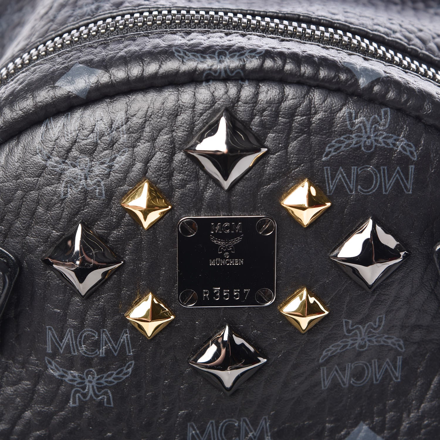 MCM Visetos Studded Small Dual Stark Backpack Black 8 of 12
