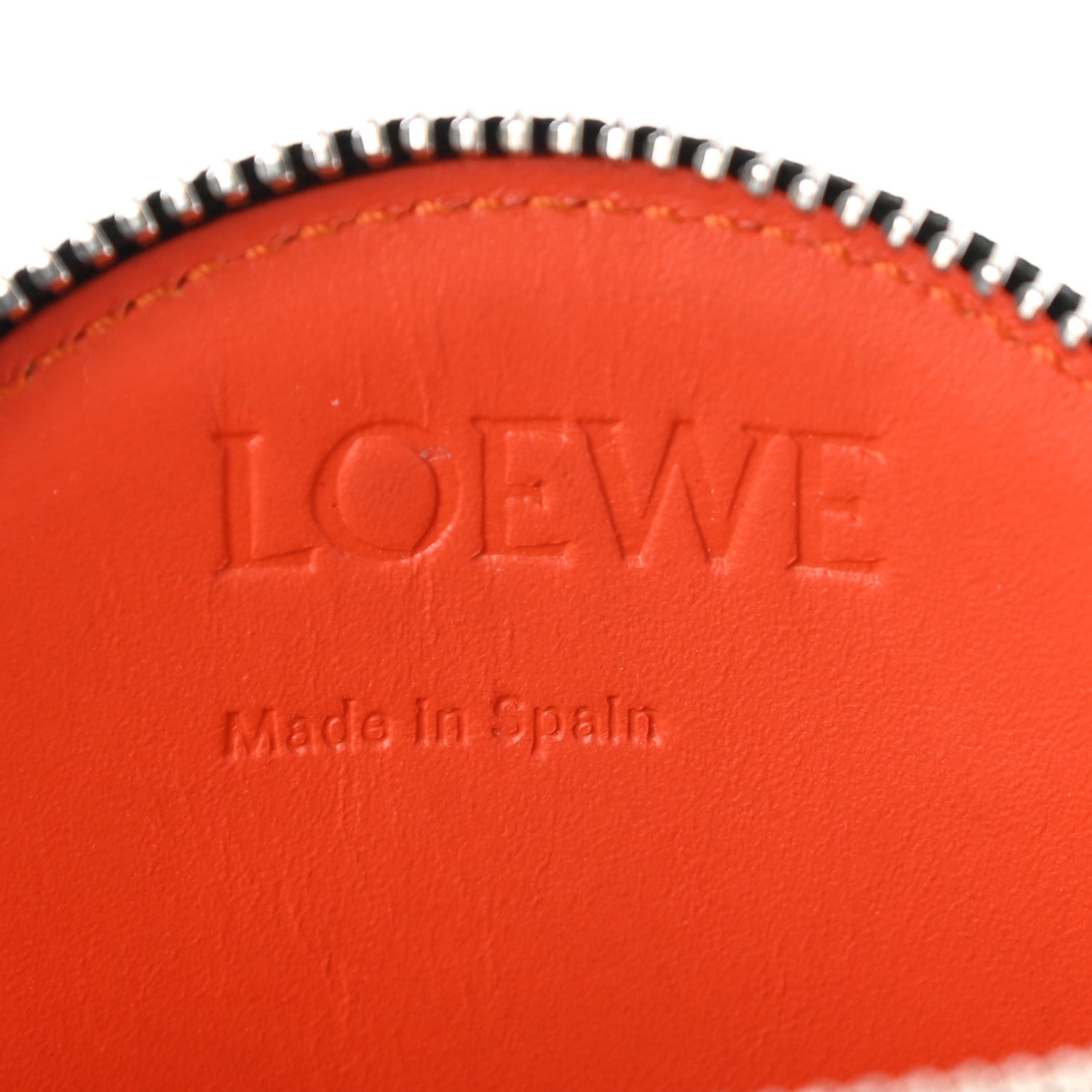 Loewe Metallic Calfskin Embossed Anagram Cookie Zip Coin Purse Silver 6 of 8