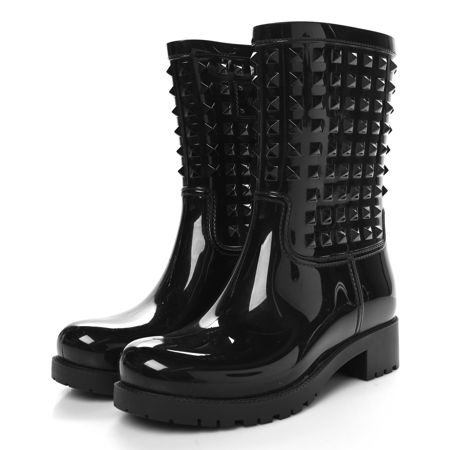 Rubber Rockstud Short Rainboots 37 Black