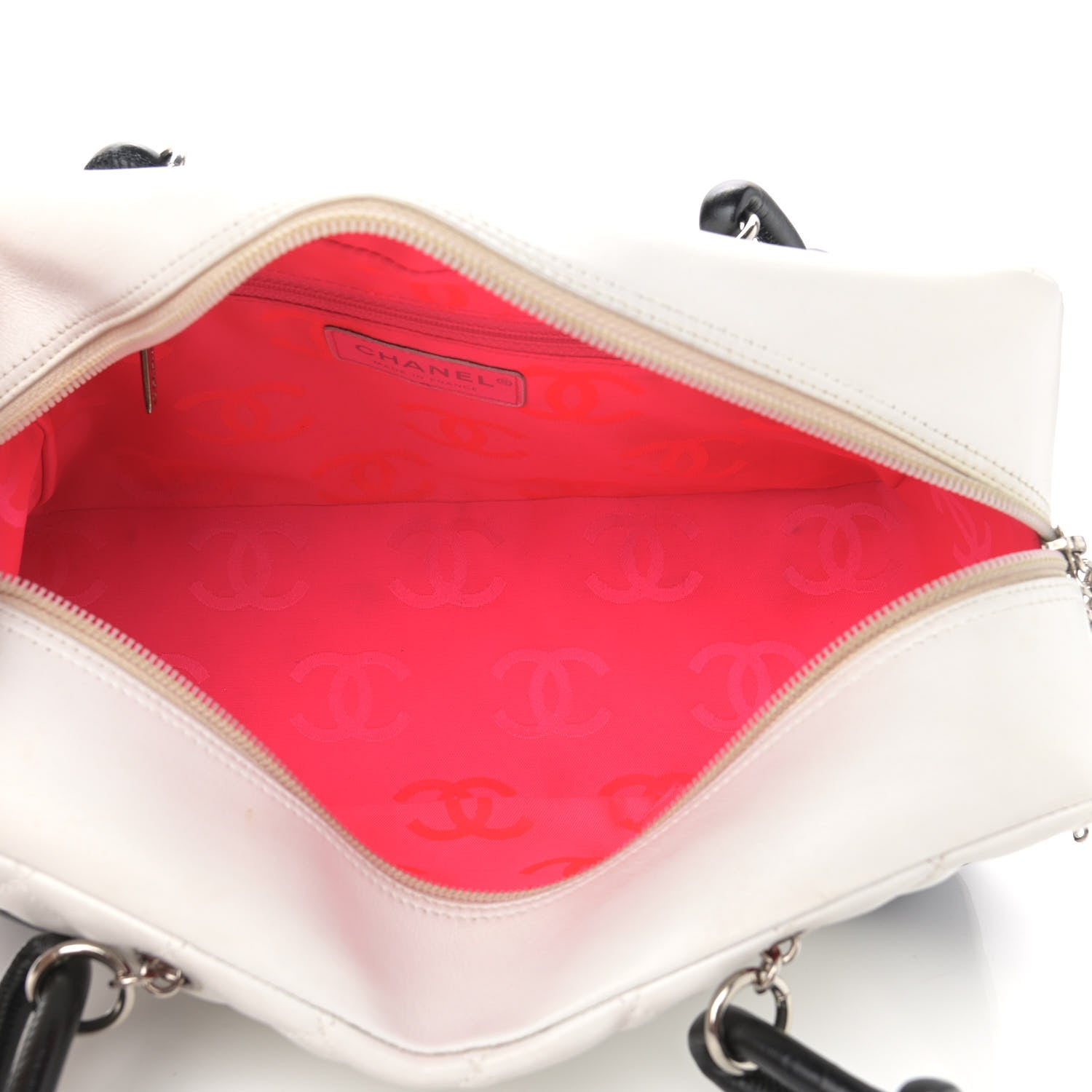 Chanel Calfskin Quilted Large Cambon Bowler White Black 5 of 14