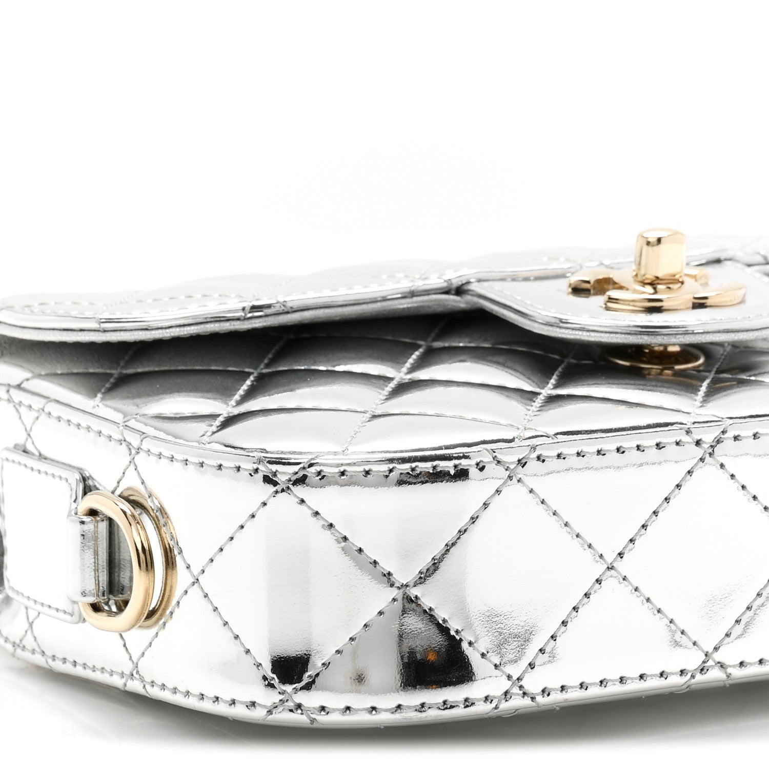 Chanel Mirror Calfskin Metallic Calfskin Quilted Hollywood Boulevard Mini Flap With Star Coin Purse Silver 10 of 11