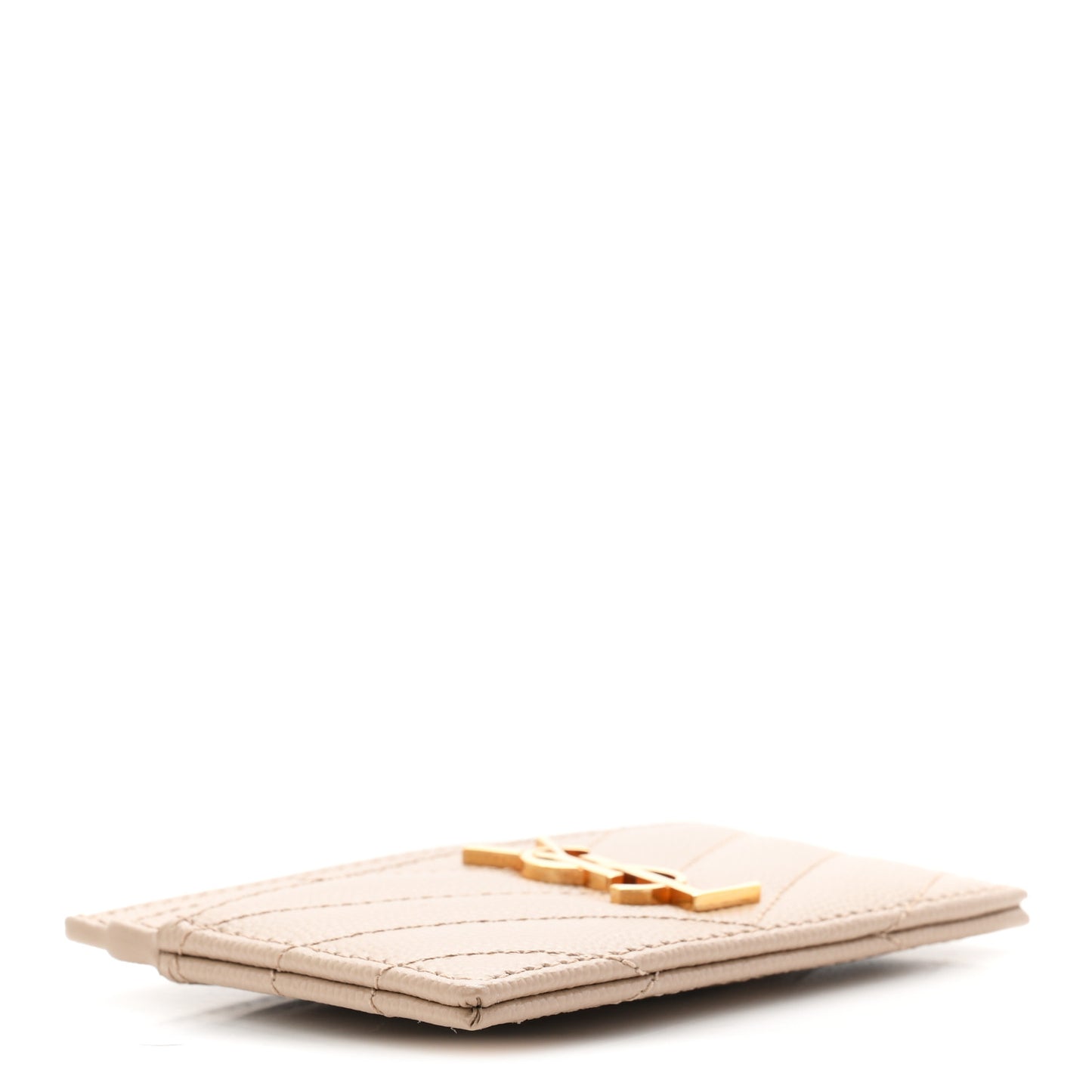 Grain De Poudre Matelasse Chevron Monogram Credit Card Case Dark Beige