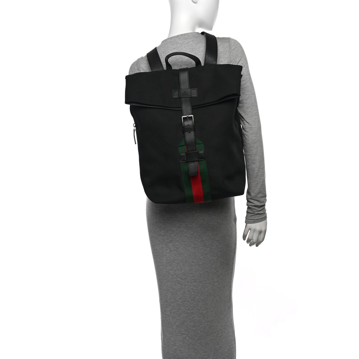 Techno Canvas Web Single Buckle Backpack Black