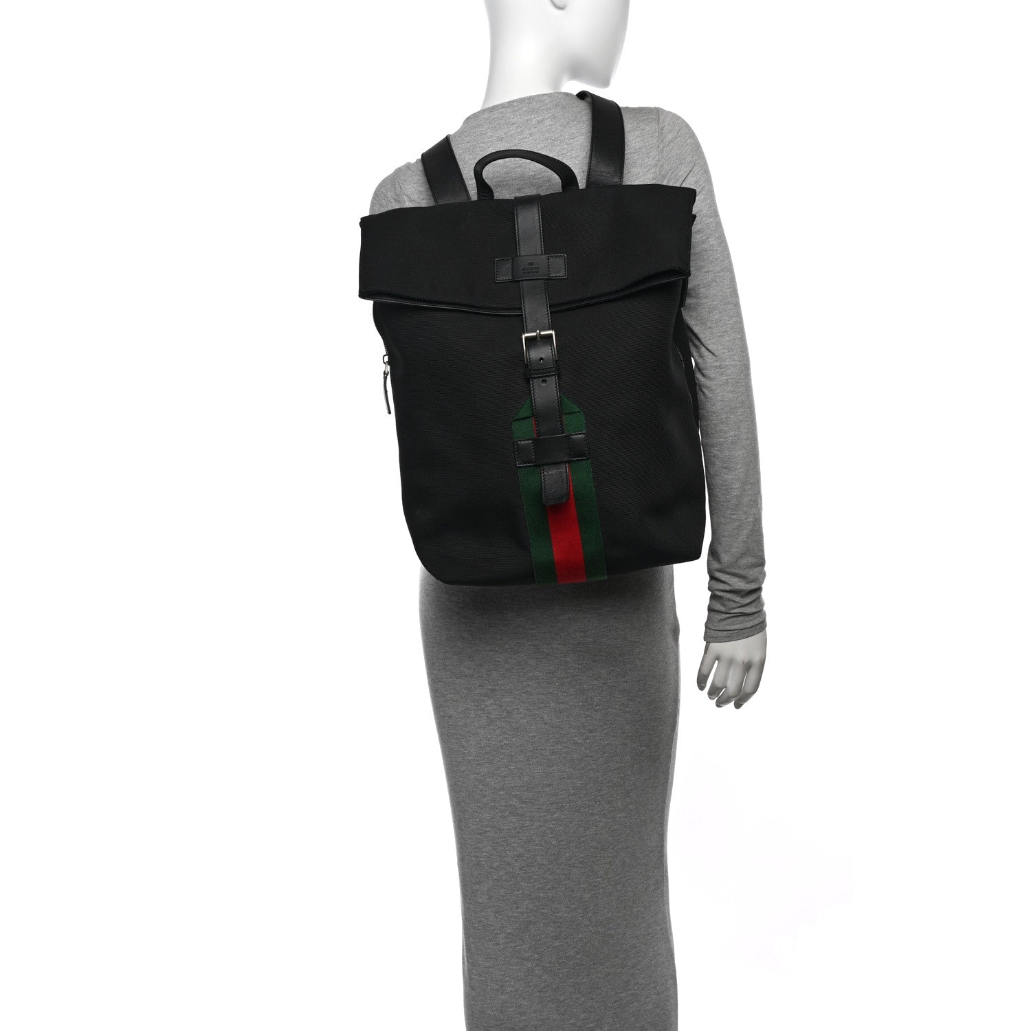 Gucci Techno Canvas Web Single Buckle Backpack Black 2 of 13