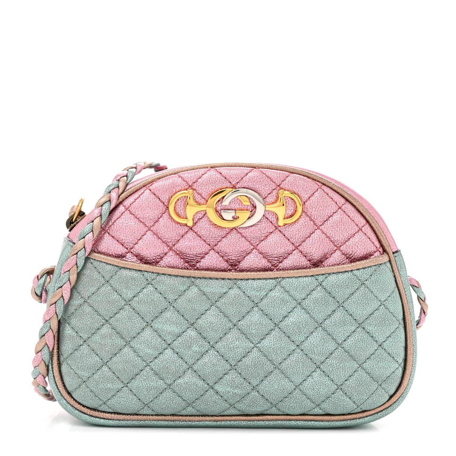 Gucci Laminated Nappa Trapuntata Mini Zumi Dome Shoulder Bag Rosa Lago Rame 1 of 11