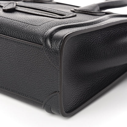 Celine Drummed Calfskin Nano Luggage Black 9 of 10