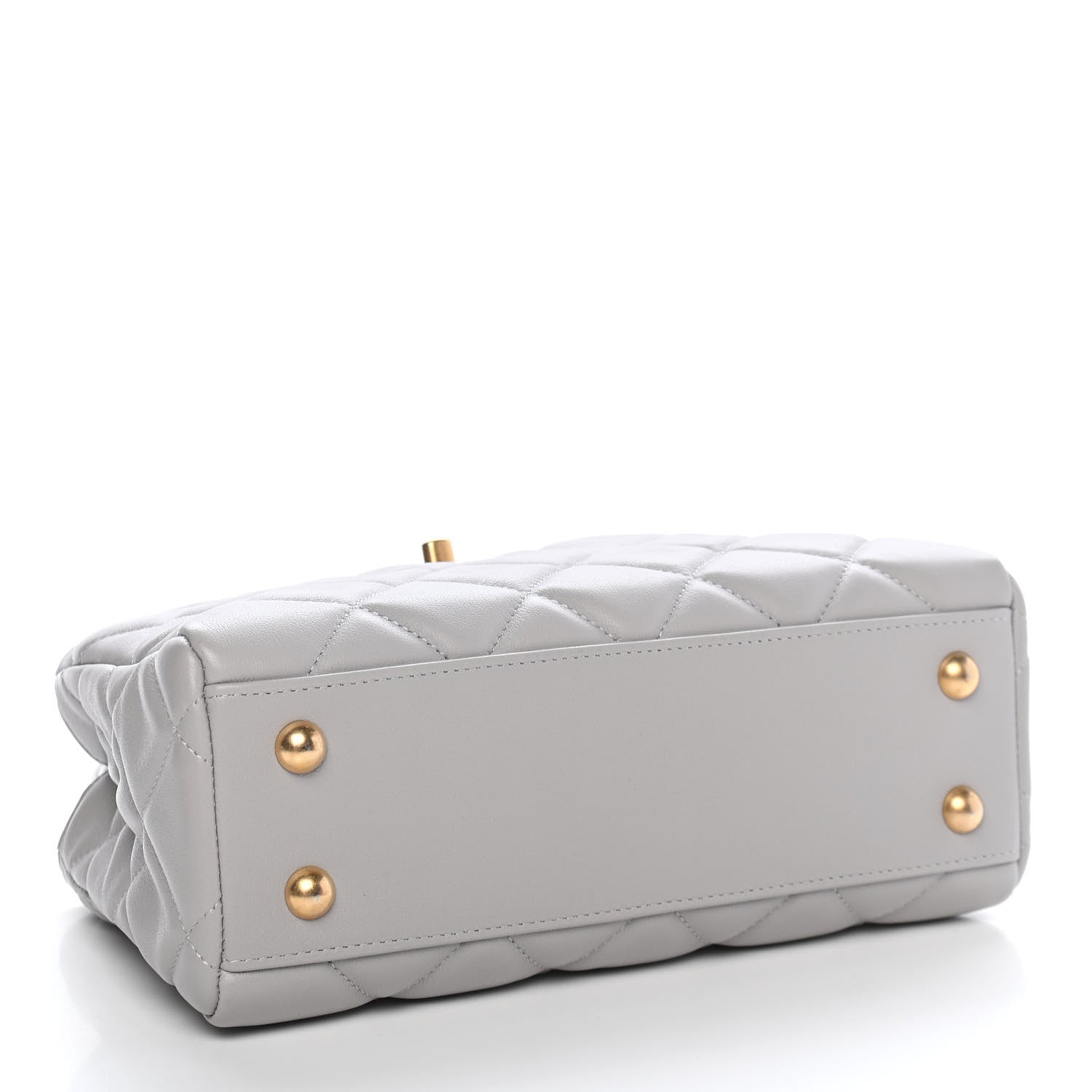 Chanel Calfskin Quilted Lady Handle Clutch Tote Grey 4 of 9