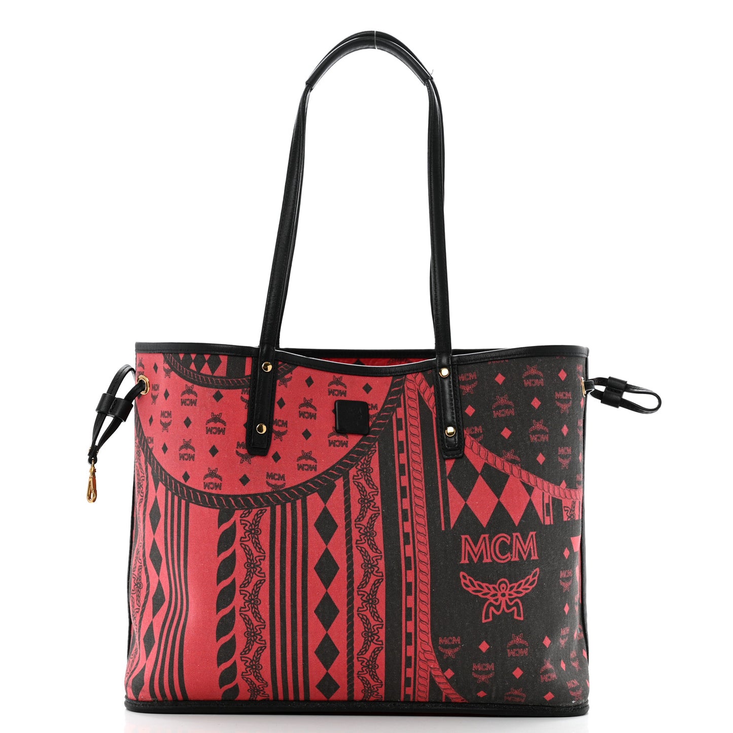 Visetos Medium Project Reversible Shopper Tote Ruby Red Black