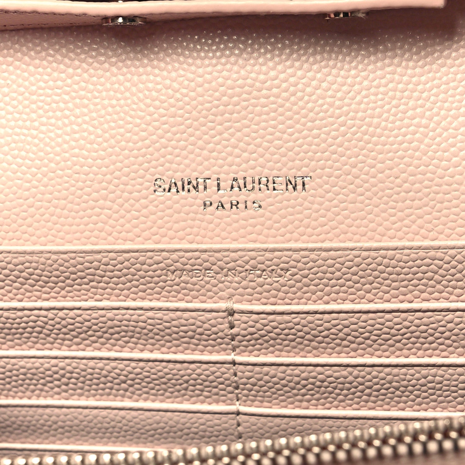 Saint Laurent Grain De Poudre Matelasse Chevron Monogram Chain Wallet Pale Pink 7 of 10
