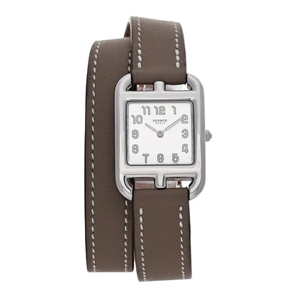 Hermes Stainless Steel Swift 23mm Cape Cod Double Tour Quartz Watch Etoupe 1 of 5