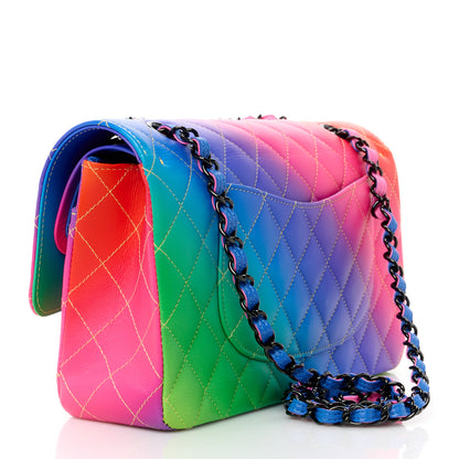 Chanel Calfskin Quilted Medium Rainbow Double Flap Multicolor 3 of 12