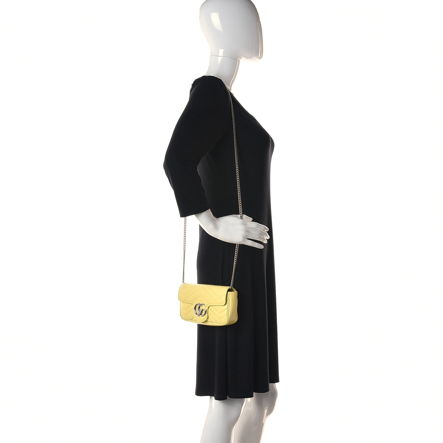Calfskin Matelasse Super Mini GG Marmont Shoulder Bag Banana