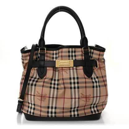 Burberry Haymarket Check Medium Golderton Tote Chocolate 1 of 11