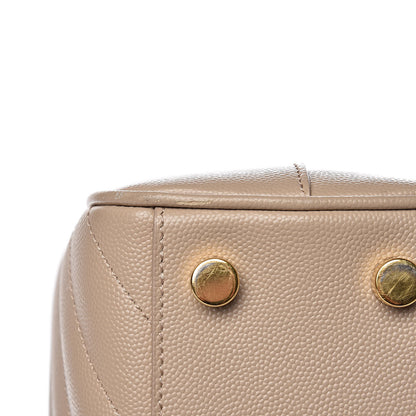 Saint Laurent Grain De Poudre Matelasse Chevron Monogram Shopping Bag Nude Powder 13 of 15