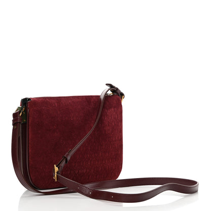 Saint Laurent Suede All-Over Monogram Crossbody Burgundy 3 of 11