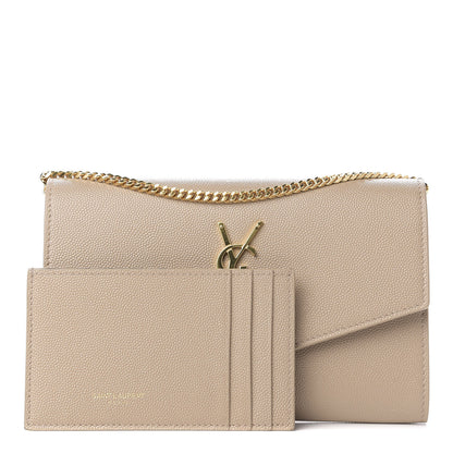 Saint Laurent Grain De Poudre Monogram Uptown Chain Wallet Dark Latte 2 of 12