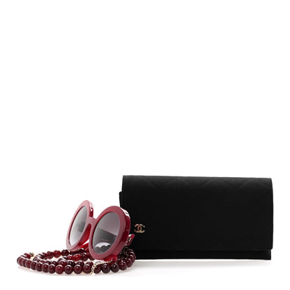 Chanel Acetate Round Chain Sunglasses 5489-A Burgundy 8 of 8