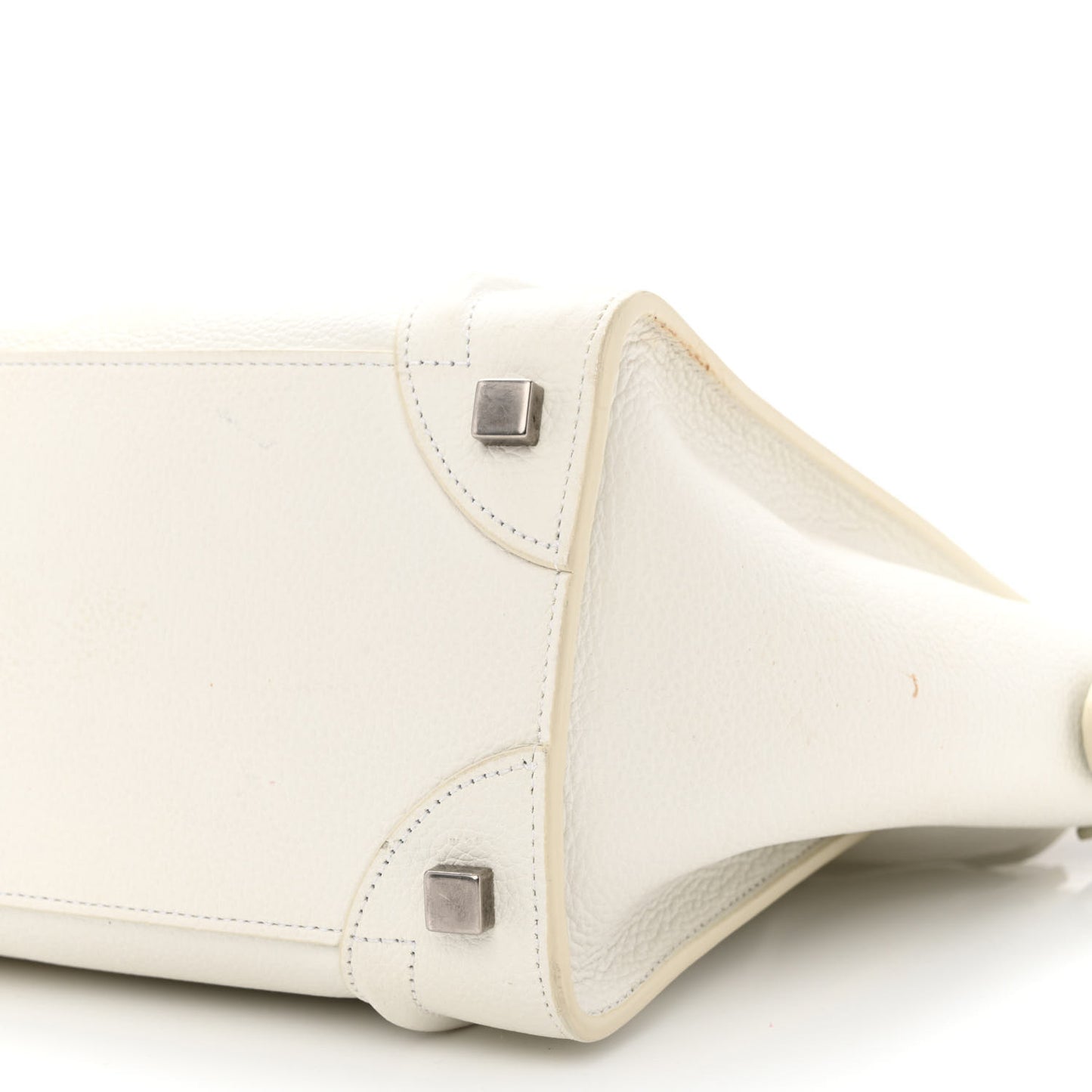 Drummed Calfskin Micro Luggage White
