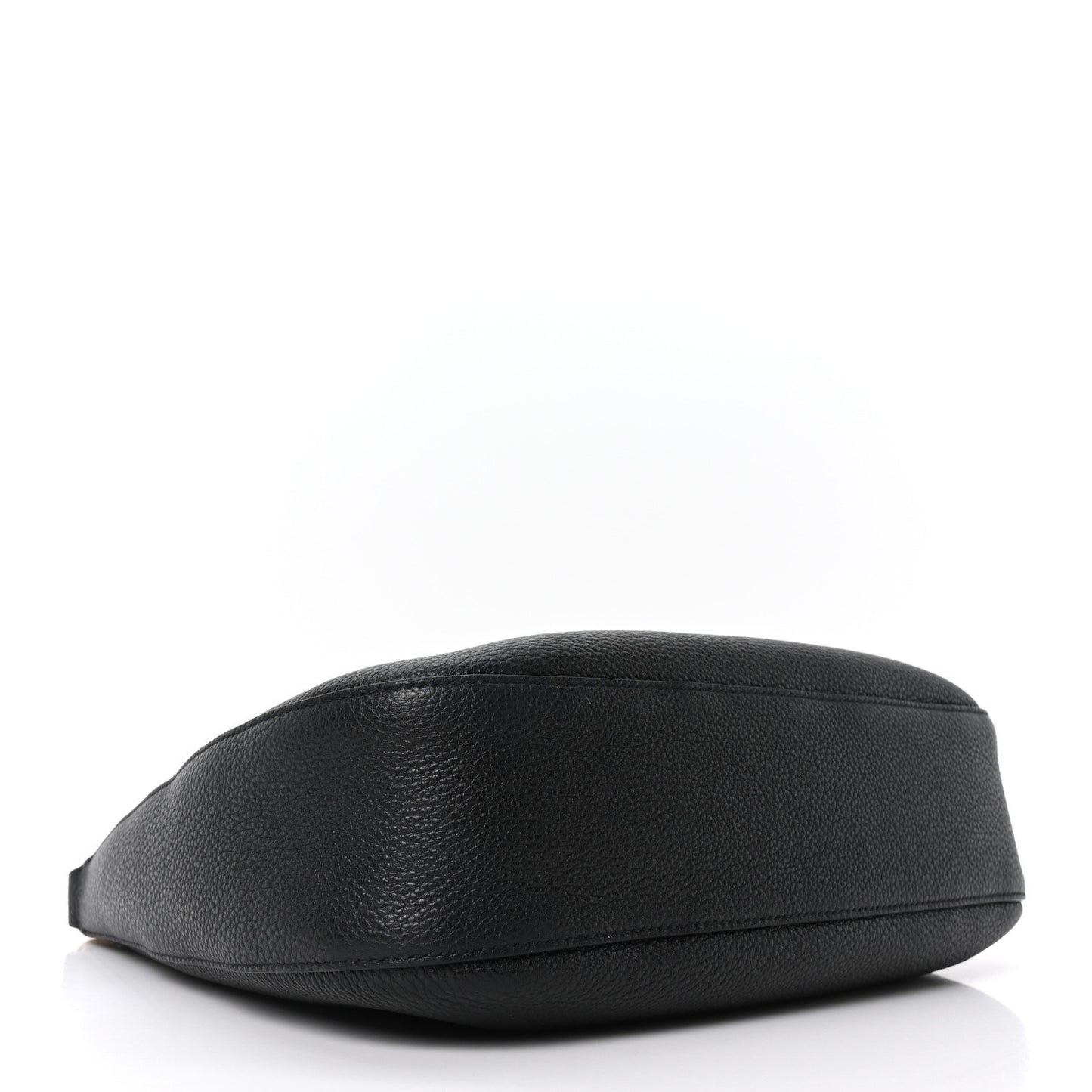 Vitello Daino Soft Zippered Hobo Shoulder Bag Black