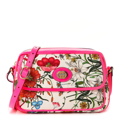 Gucci Canvas Flora Floral Shoulder Bag White Fuchsia Fluo 1 of 10