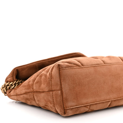 Saint Laurent Suede Calfskin Quilted Toy Loulou Puffer Monogram Chain Satchel Cinnamon 9 of 10
