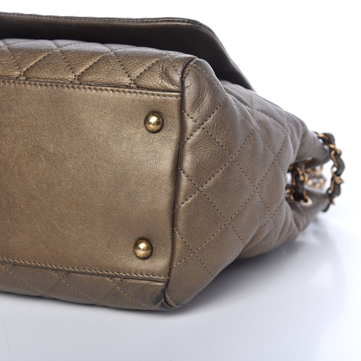 Metallic Calfskin Quilted Istanbul Accordion Flap Gold
