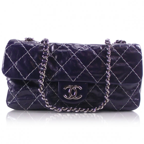 Chanel Washed Leather Stitched Medium Flap 1 of 12