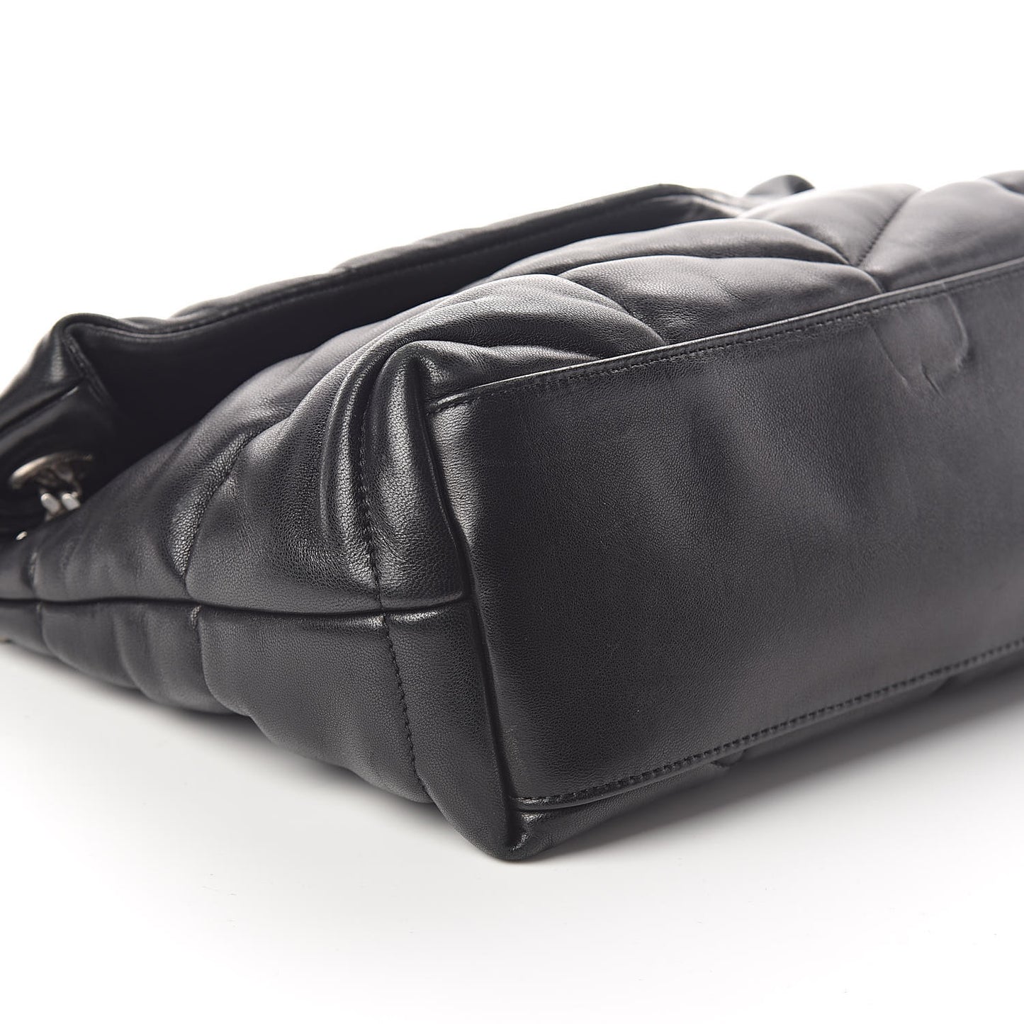 Lambskin Quilted Small Loulou Puffer Monogram Chain Satchel Black