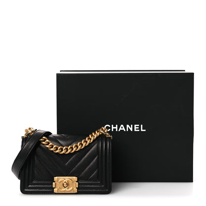 Chanel Caviar Chevron Quilted Small Boy Flap Black 15 of 15