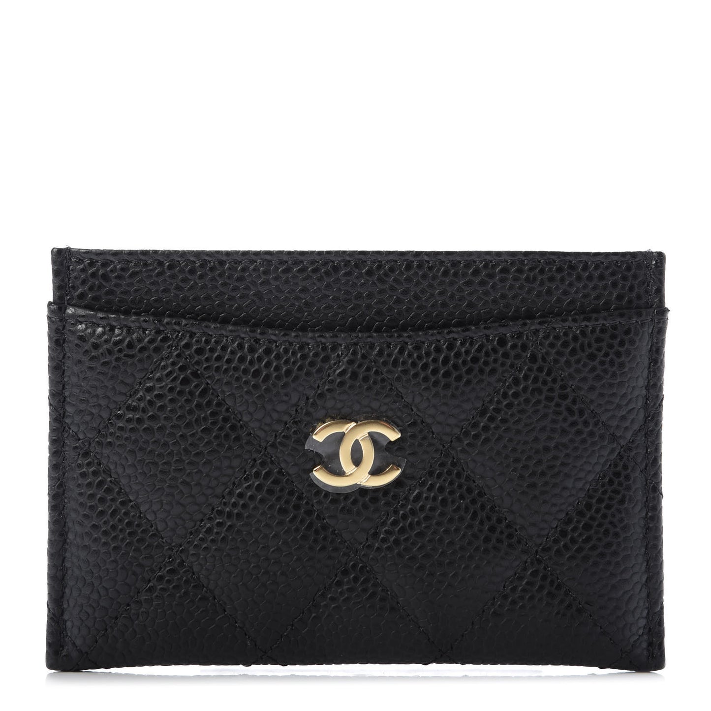 Caviar Quilted Card Holder Black