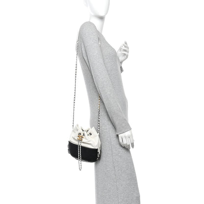 Chanel Aged Calfskin Quilted Small Gabrielle Bucket White Black 2 of 10