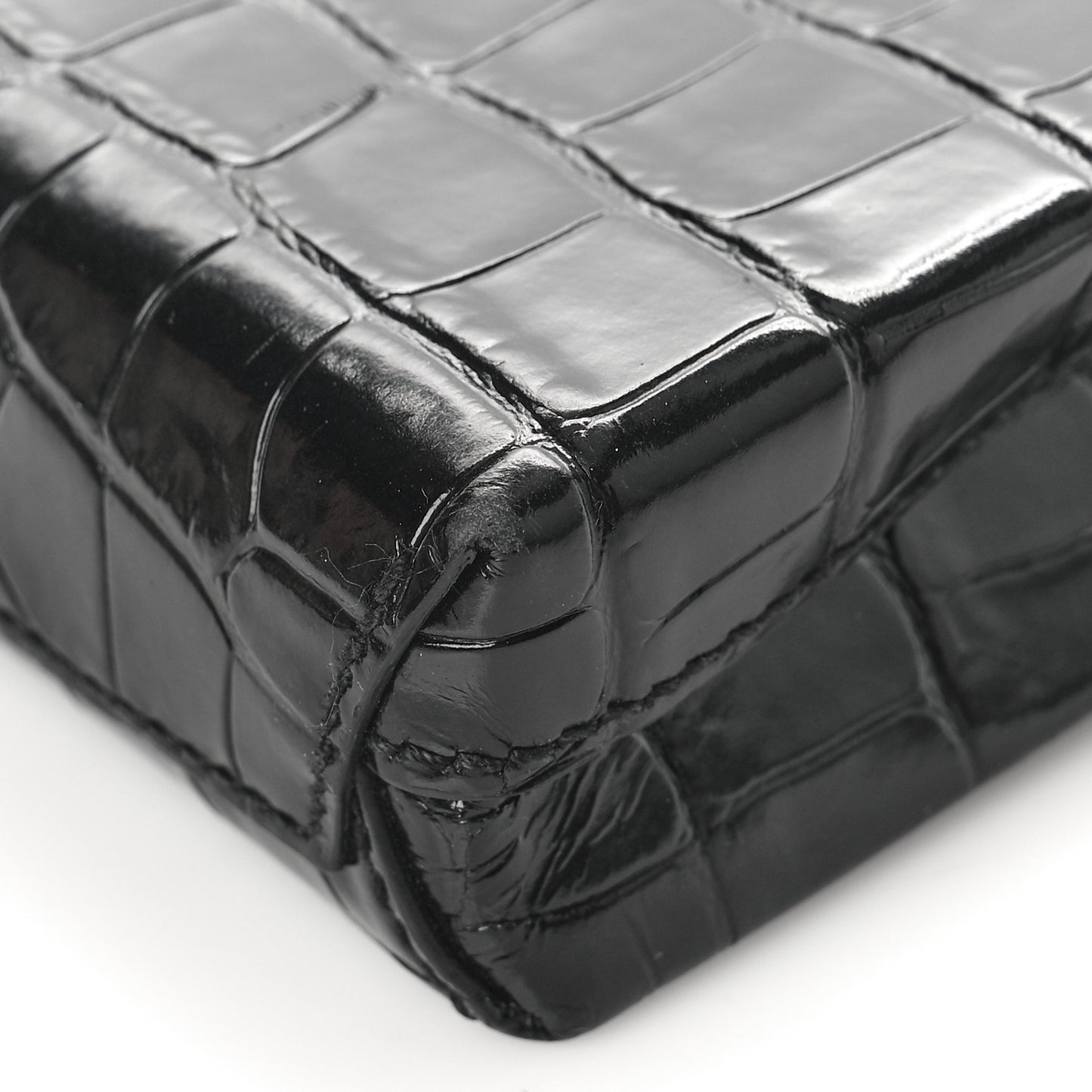 Calfskin Crocodile Embossed Logo Shopping Phone Holder Bag Black