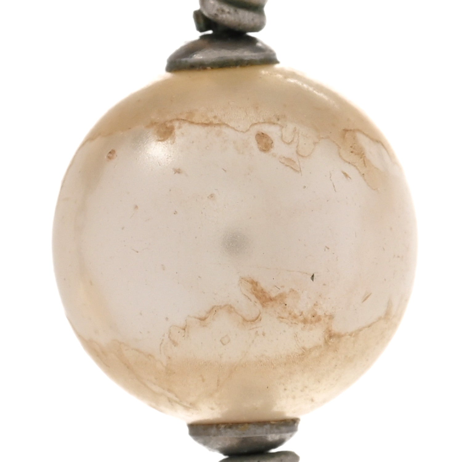 Chanel Graduated Pearl Crystal CC Long Necklace Silver 8 of 9