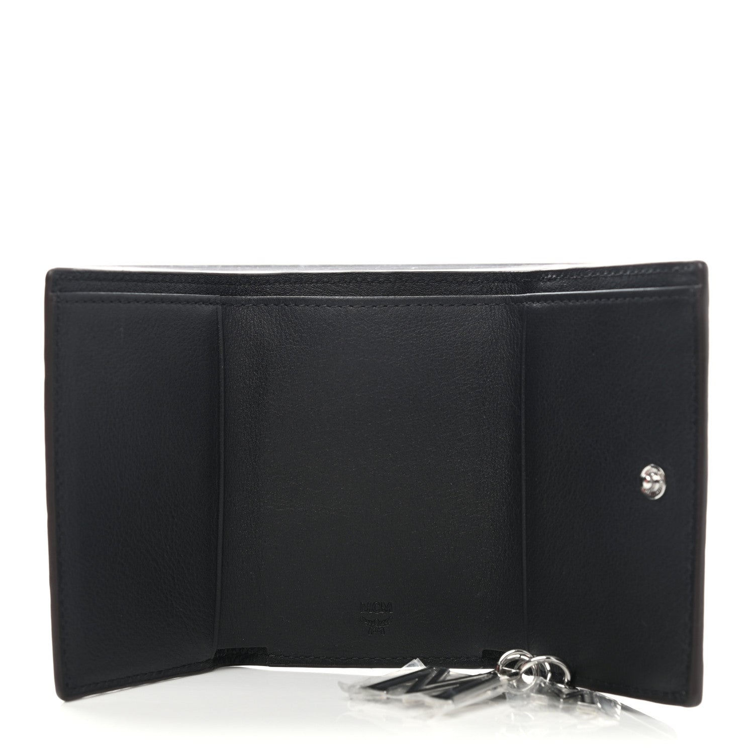 MCM Calfskin Ottomar Monogram Tri-Fold Wallet Black 5 of 9