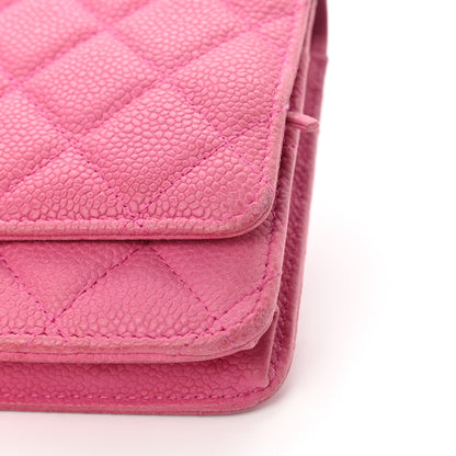 Chanel Iridescent Caviar Quilted Wallet on Chain WOC Pink 12 of 15