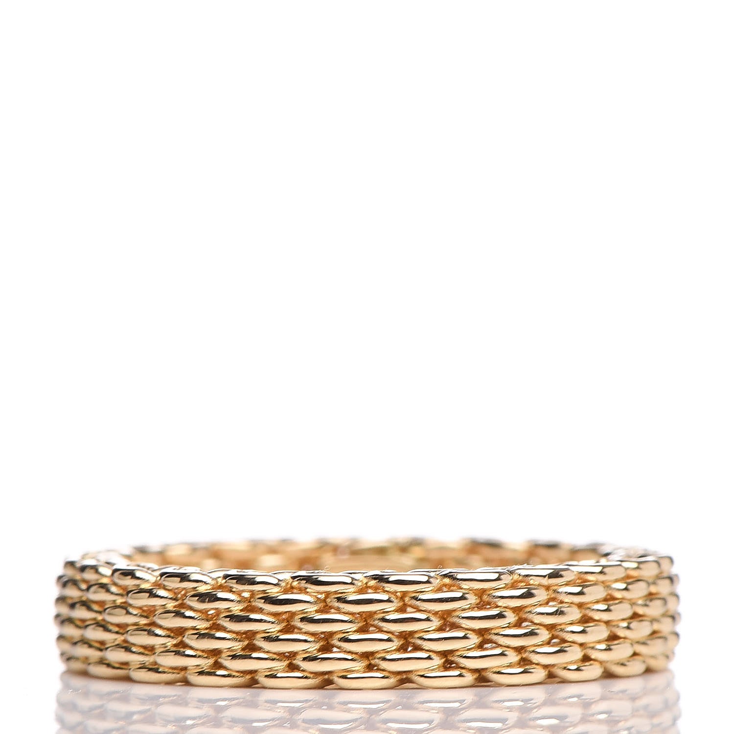 Tiffany 18K Yellow Gold Narrow Somerset Mesh Ring 49 4.75 3 of 5