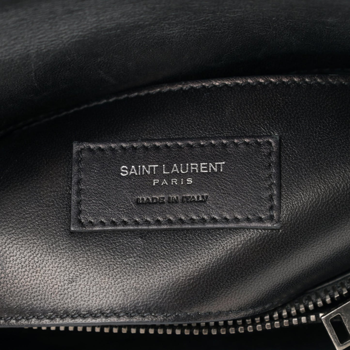 Sheepskin Matelasse Chevron Monogram Medium College Bag Black