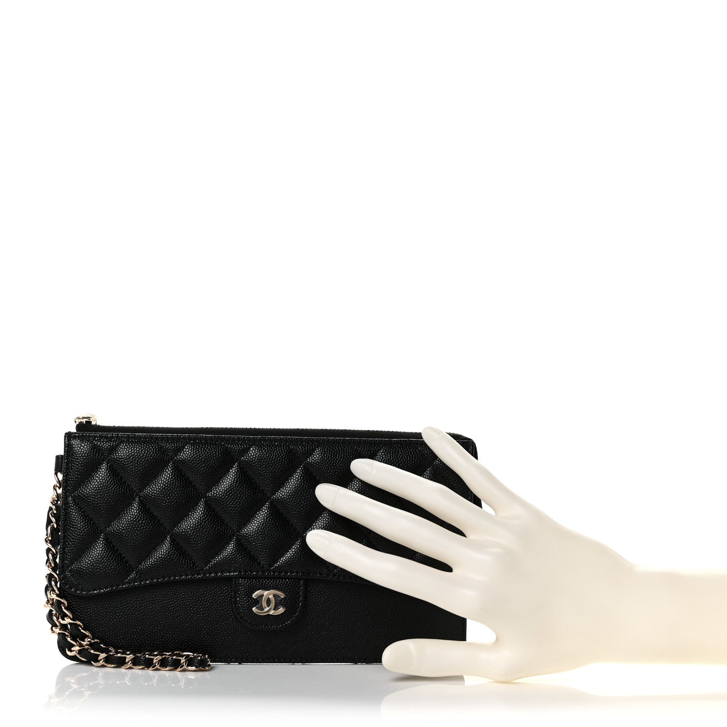 Chanel Caviar Quilted Classic Pouch With Handle Black 2 of 9