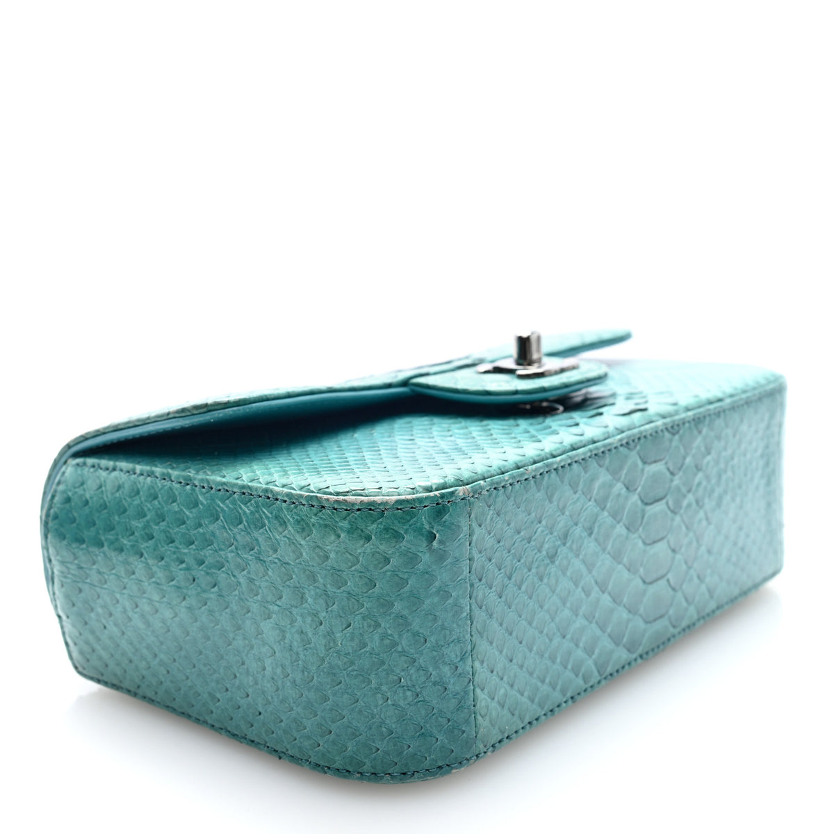 Chanel Snakeskin Mini Rectangular Flap Blue 4 of 10