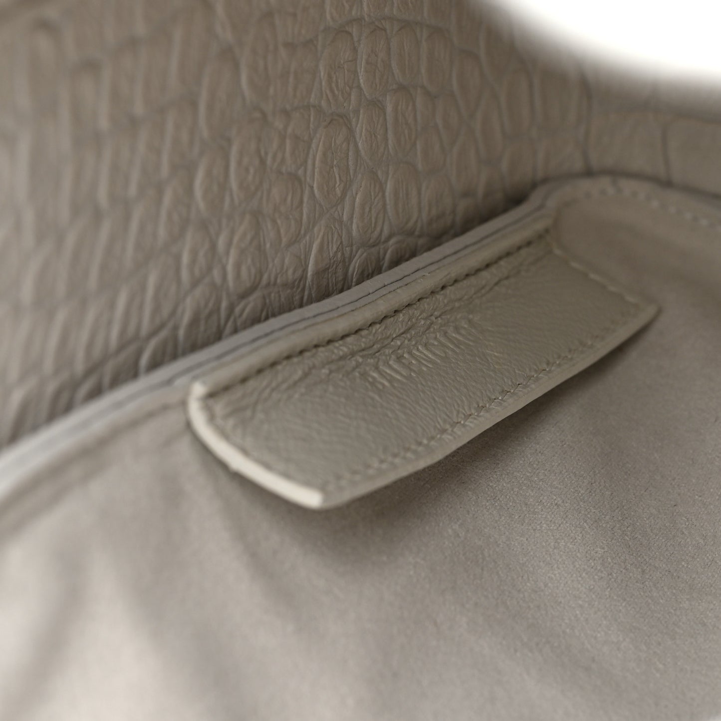 Calfskin Logo Crocodile Embossed XS Tool 2.0 North-South Tote White Black