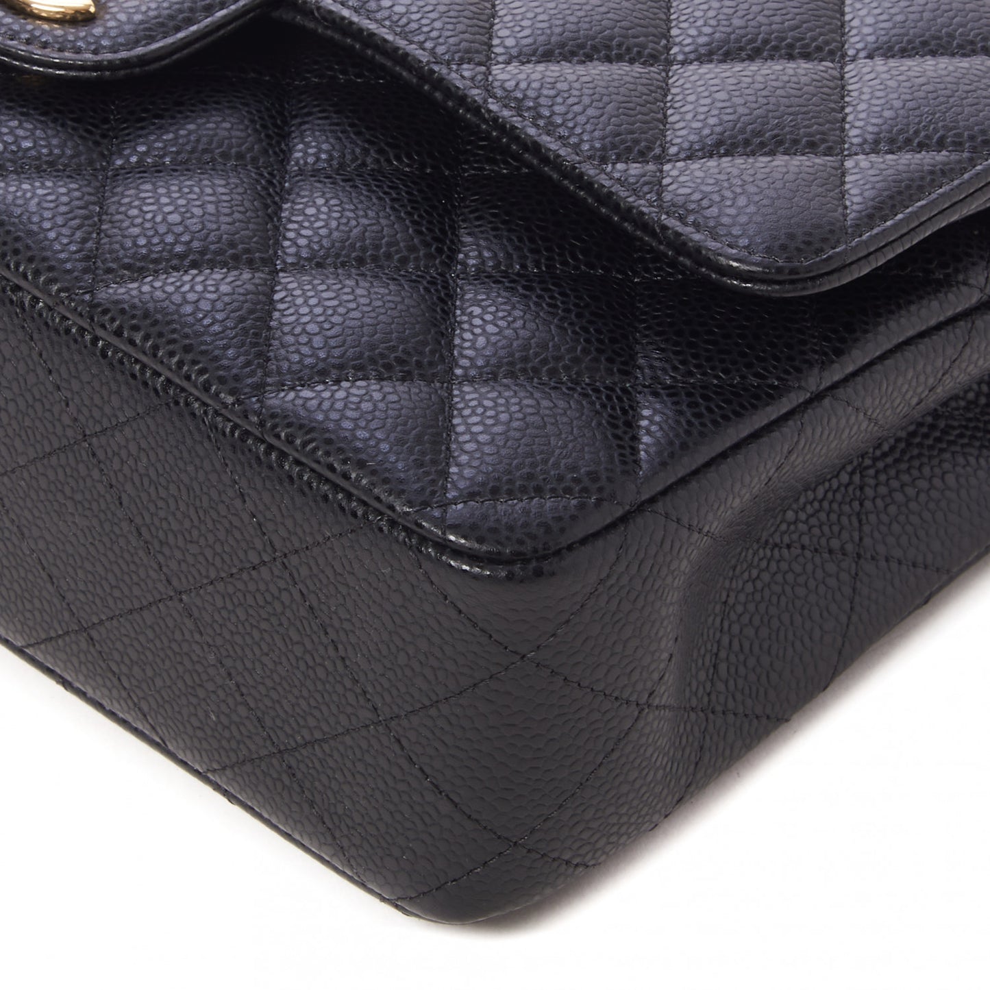 Caviar Quilted Medium Double Flap Black