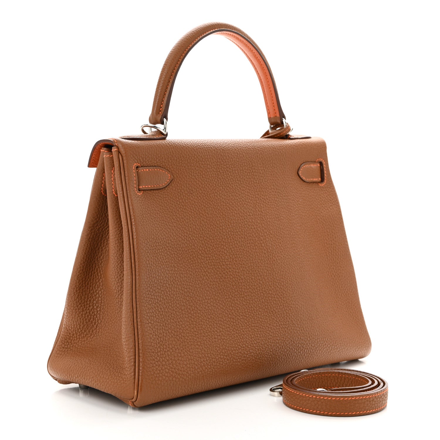 Hermes Togo Kelly Retourne 28 Gold Orange 3 of 11