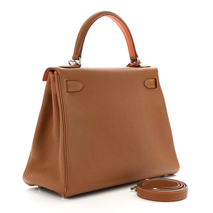 Hermes Togo Kelly Retourne 28 Gold Orange 3 of 11