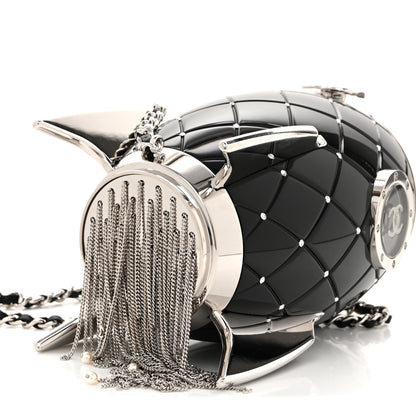 Chanel Plexiglass Crystal Rocket Ship Minaudiere Clutch Black 8 of 9