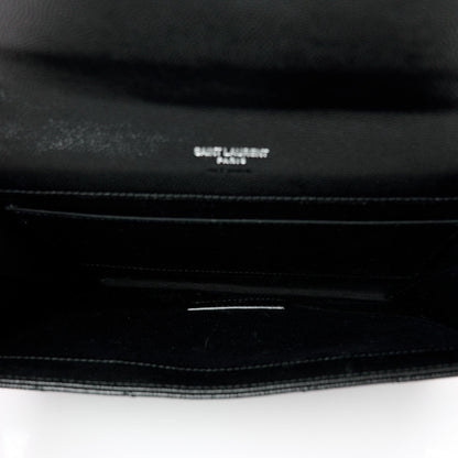 Saint Laurent Grain De Poudre Matelasse Chevron Monogram Envelope Clutch Black 5 of 8