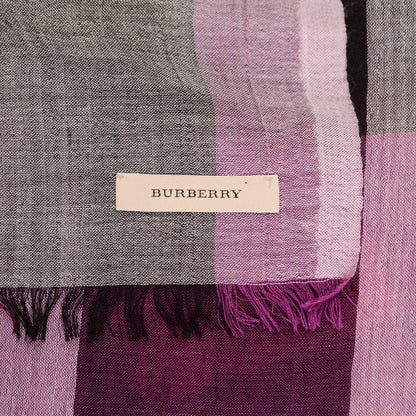 Burberry Wool Silk Mega Check Scarf Bright Violet 4 of 5