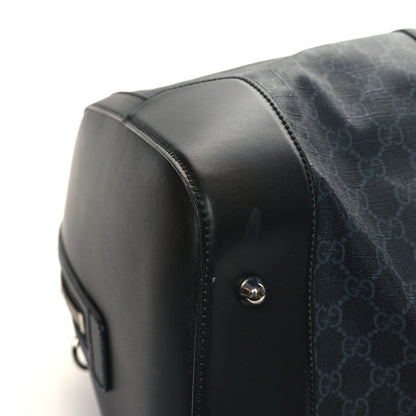 Gucci Soft GG Supreme Monogram Appia Calfskin Web Large Carry On Duffle Bag Black Grey 8 of 13