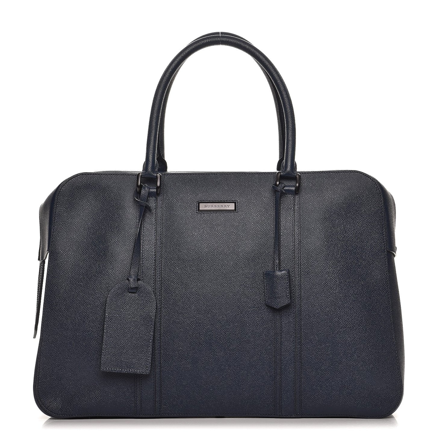 Textured Calfskin Briefcase Bag Dark Cobalt
