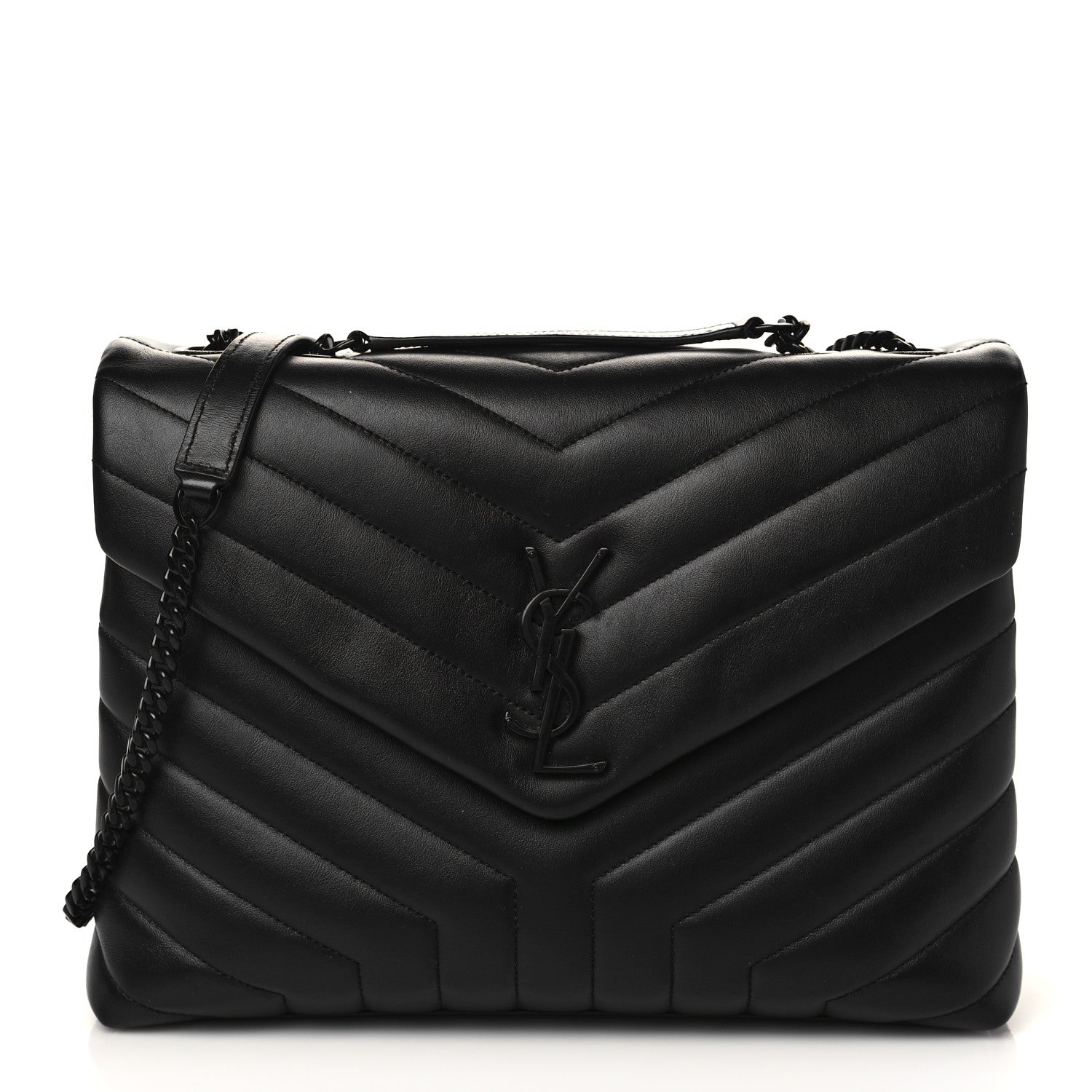 Saint Laurent Calfskin Y Quilted Monogram Medium Loulou Chain Satchel Black 1 of 5