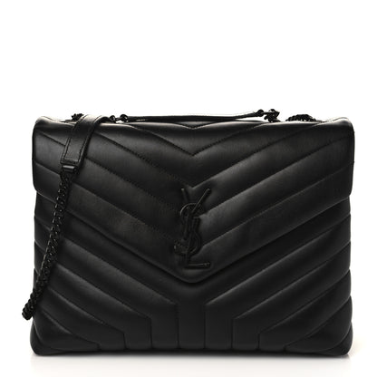 Saint Laurent Calfskin Y Quilted Monogram Medium Loulou Chain Satchel Black 1 of 5